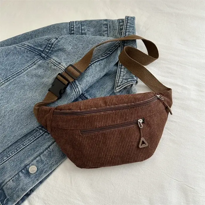 Sac de taille décontracté de grande capacité pour femmes, sac de poitrine à bandoulière en velours c