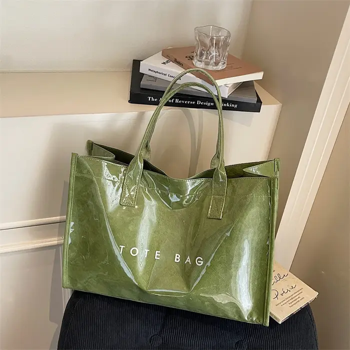Nouveau Sac Fourre-tout Transparent en PVC Imperméable pour Femme 2026 – Style Papier Kraft Durable