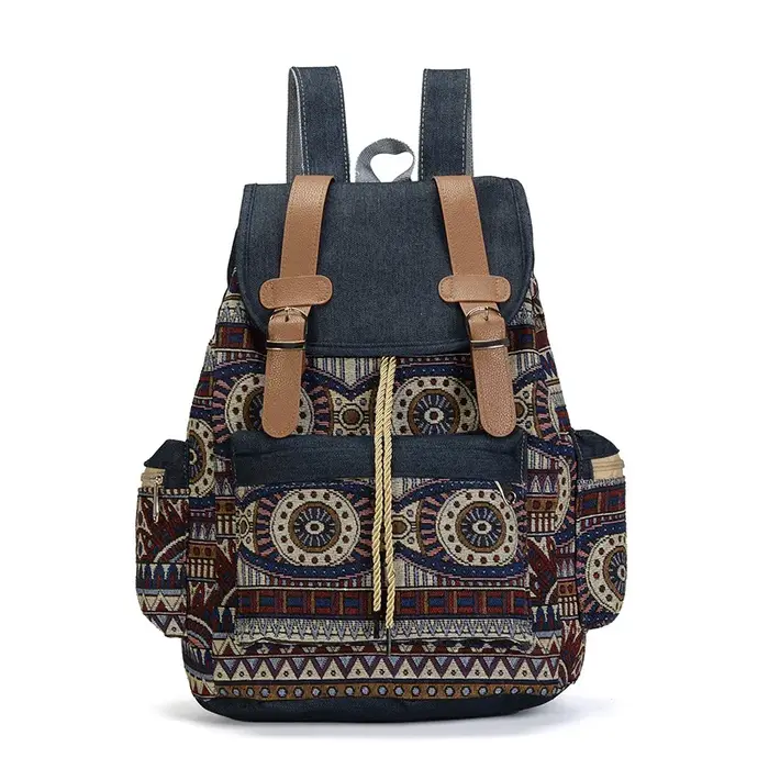 Femmes impression nationale sac à dos toile sacs d'école pour adolescents sac à bandoulière week-end