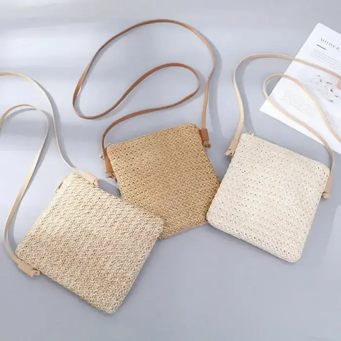 Sac à main carré en rotin pour femmes