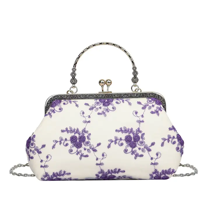 Luxe dentelle Fbric femmes sac de soirée chaîne épaule sac de messager coquille pince concepteur sac à main mode sac