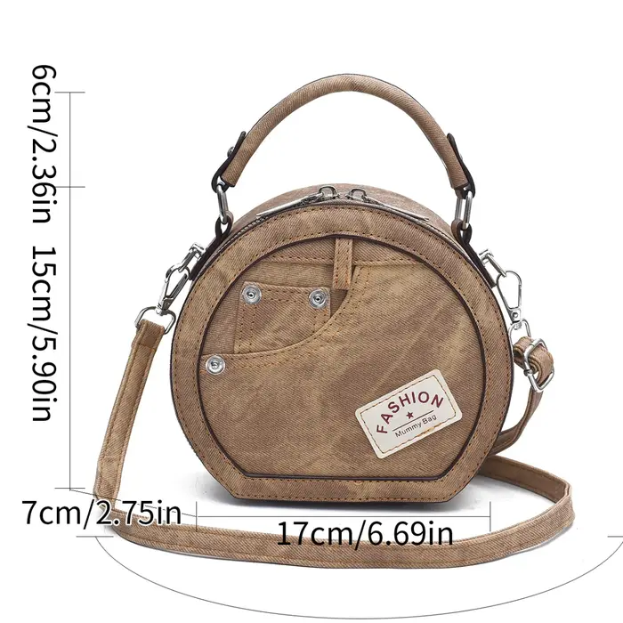 Sac à Main Rond Rétro à Bandoulière pour Femme