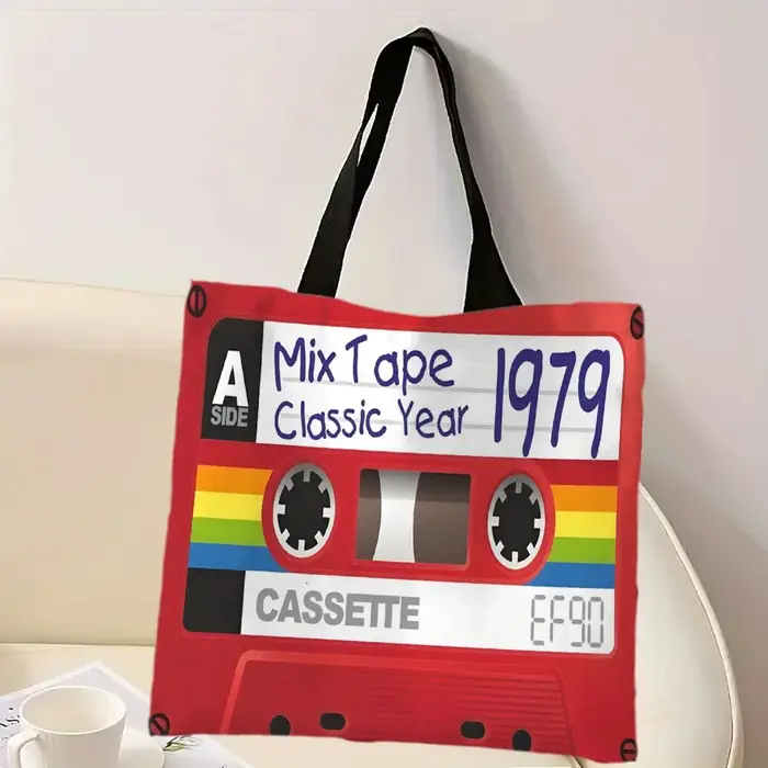 Sac à main rétro Style mixte Vintage Cassette ruban Design épaule pliable sac à provisions voyage rangement sac fourre-tout pochette rouge