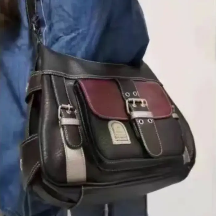 Sac à bandoulière vintage en cuir PU pour femme