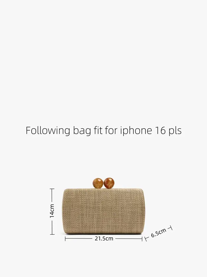 Pochettes en paille pour femmes, sac de soirée tressé avec fermoir en perles de résine ambrée, poche