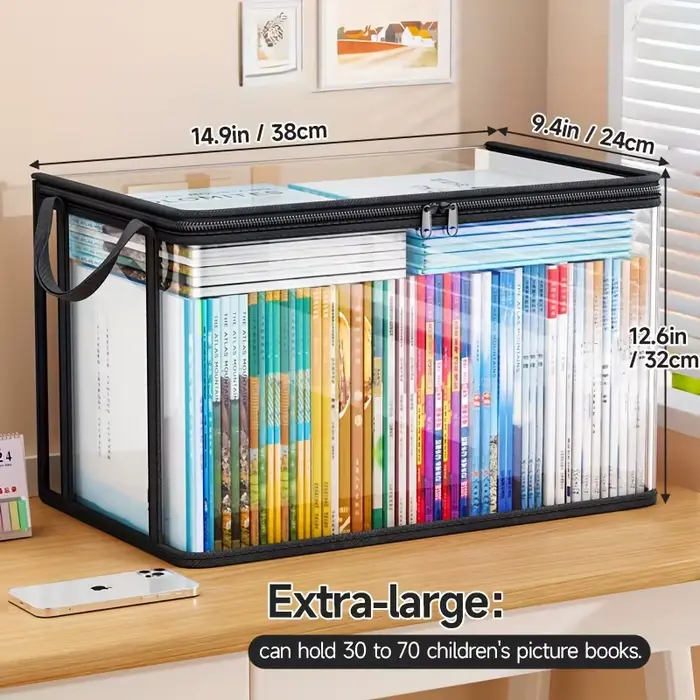 Sac de rangement en PVC avec couvercle rabattable et fenêtre de visualisation – Organisateur rectang