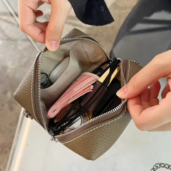 Mini sac à bandoulière en cuir véritable pour femmes