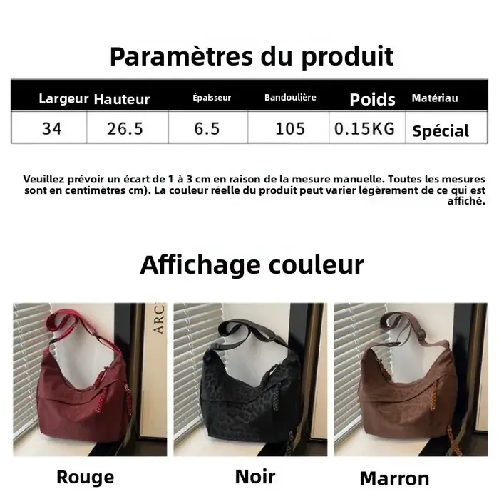 Sac à bandoulière en daim imprimé léopard pour femme 2026 – Grande capacité