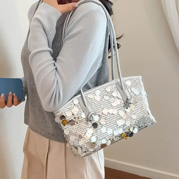Sac fourre-tout décontracté brillant à sequins