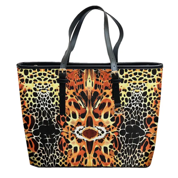 Sac à bandoulière en cuir PVC Oxford imprimé léopard doré