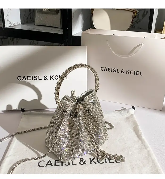 Sac à Main de Luxe avec Strass et Diamants pour Femme, Pochette de Soirée, à Paillettes Brillantes,