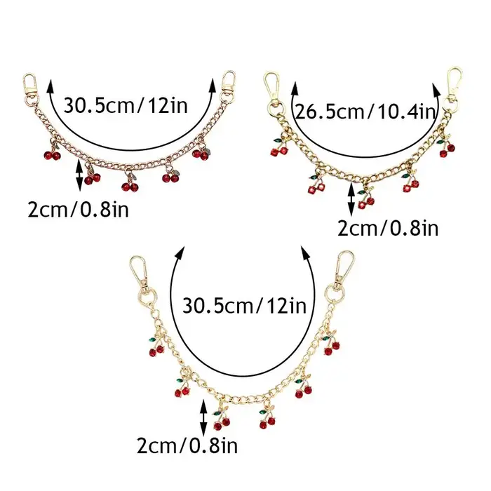 Porte-clés de luxe pour sac aux cerises, diamant cerise, breloques pour sac à main pour fille, accessoire de sac à faire soi-même, chaînes métalliques à couches douces