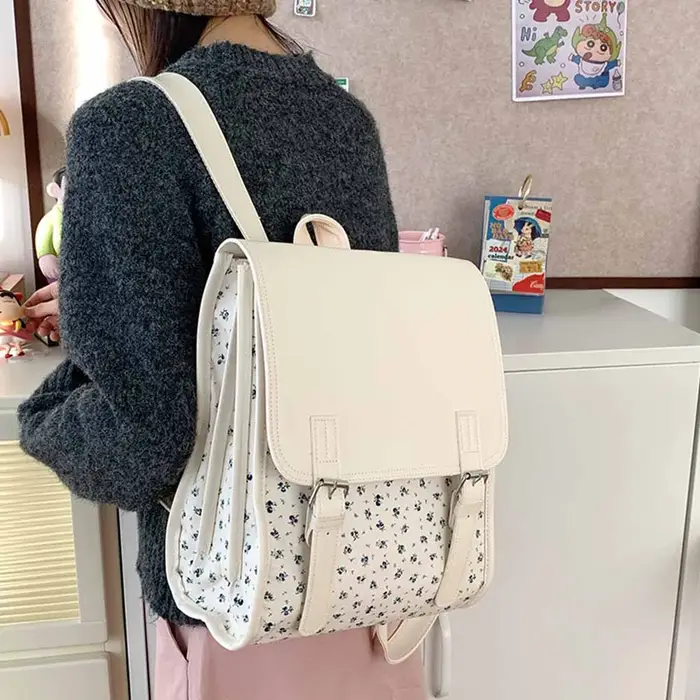 Ins petit sac à dos en PU à fleurs