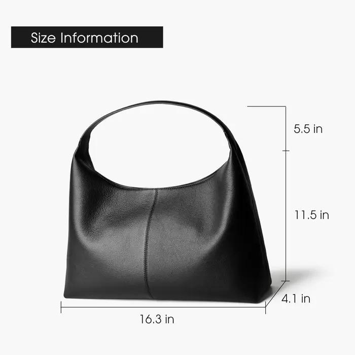 Sac hobo en cuir souple pour femme Donna-in, grande capacité, noir, sac à bandoulière décontracté