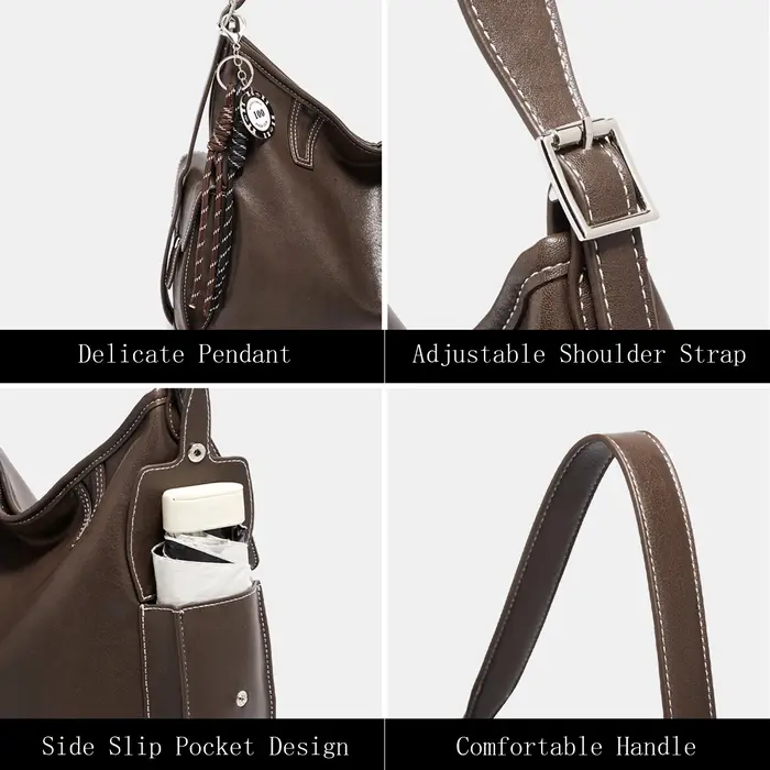 Sac à bandoulière FOXER pour femme en cuir PU souple, sac à main rétro 2026, sac hobo grande capacit