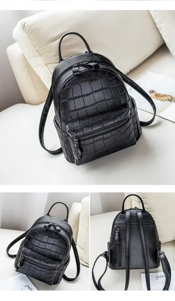 Sac à dos femme en cuir PU motif crocodile