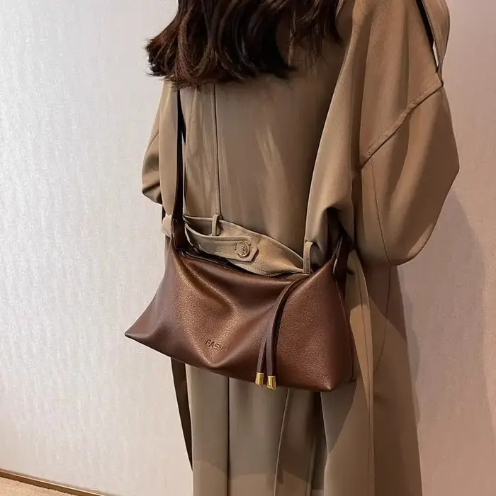 Sac à bandoulière en cuir PU souple pour femmes