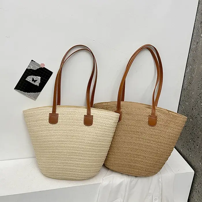 Sac de plage rond en paille