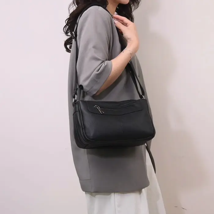 Sac à bandoulière en cuir véritable pour femmes