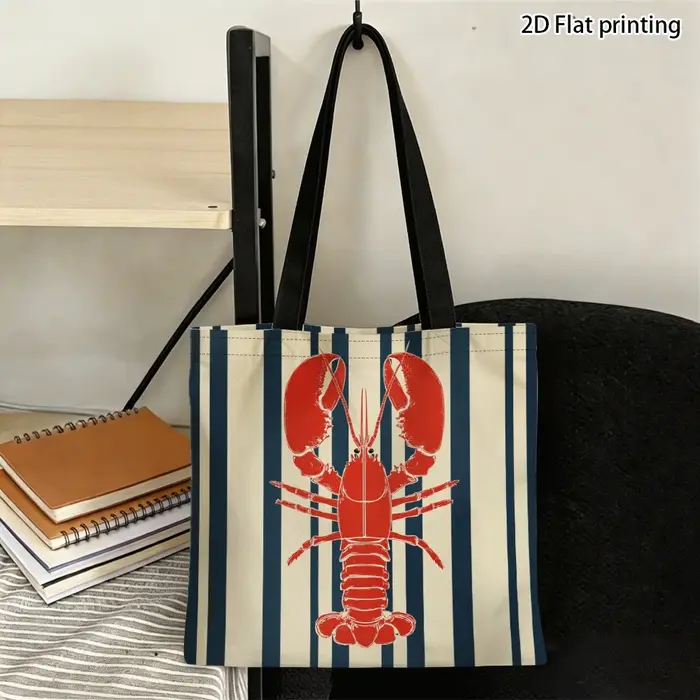 Sac fourre-tout tendance avec illustration de rayures de homard rouge