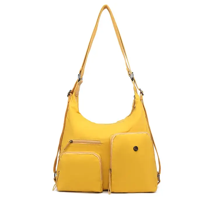 Sac à dos en nylon simple et urbain pour femme, multifonctionnel, convertible (à porter à l'épaule o