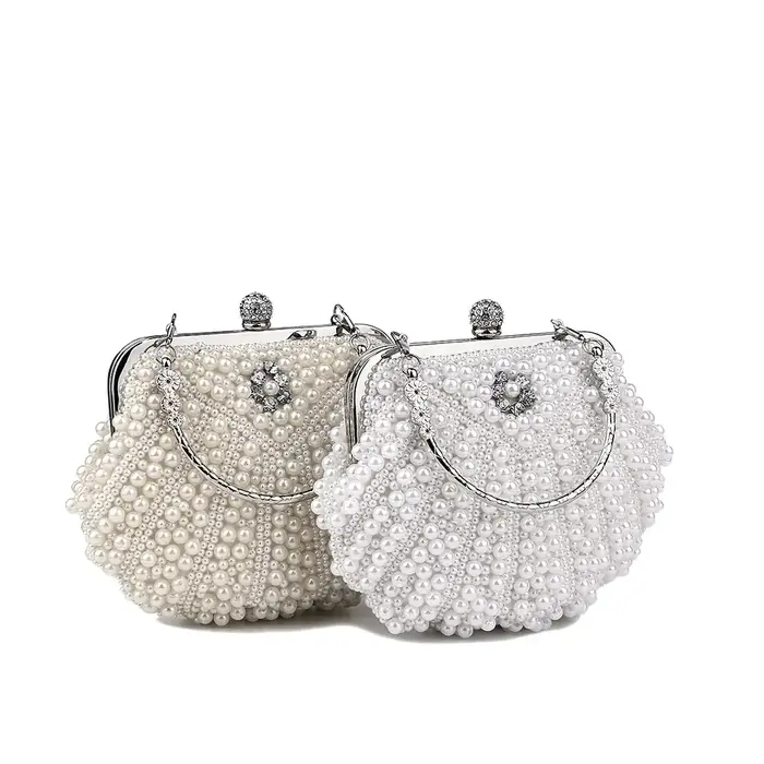 Perle pochettes femmes sac à main dames blanc sacs