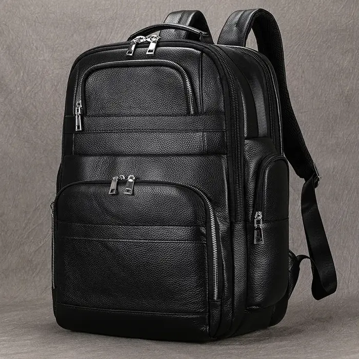 Sac de voyage en cuir double couche pour homme, sac pour ordinateur d'affaires, sacs à dos pour ordi
