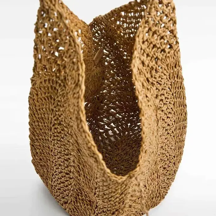 Sac en paille tissé pour femme, sac de plage polyvalent, style vacances