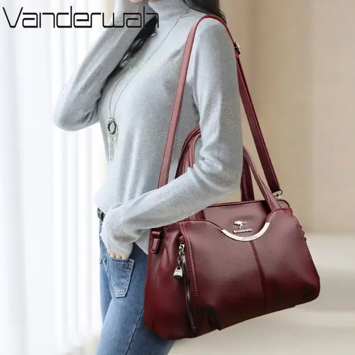 VANDERWAH nouveau Multi poche femmes Sac à main de haute qualité en cuir PU souple femme Sac à bando