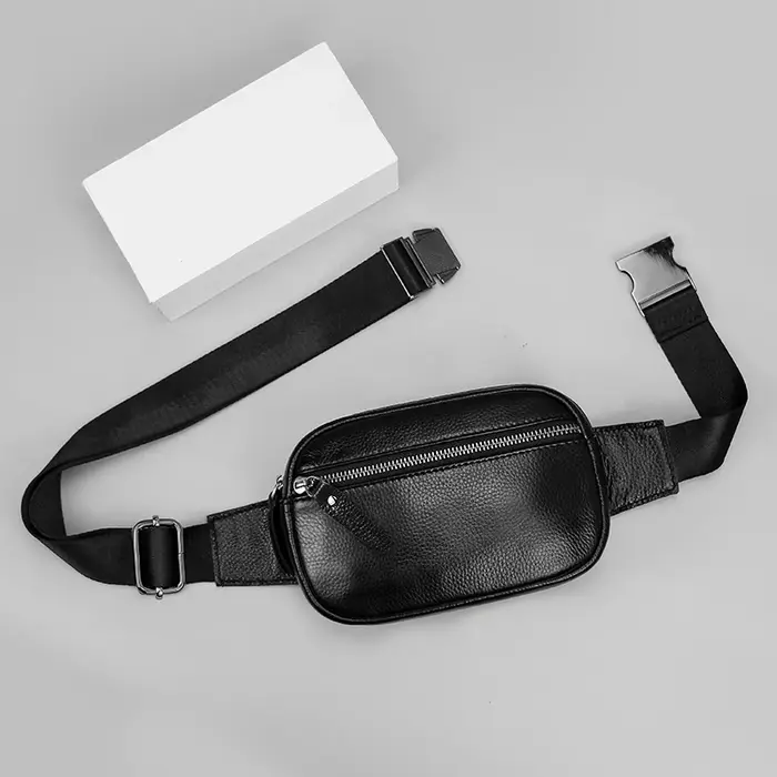 Sac banane en cuir véritable pour hommes et femmes