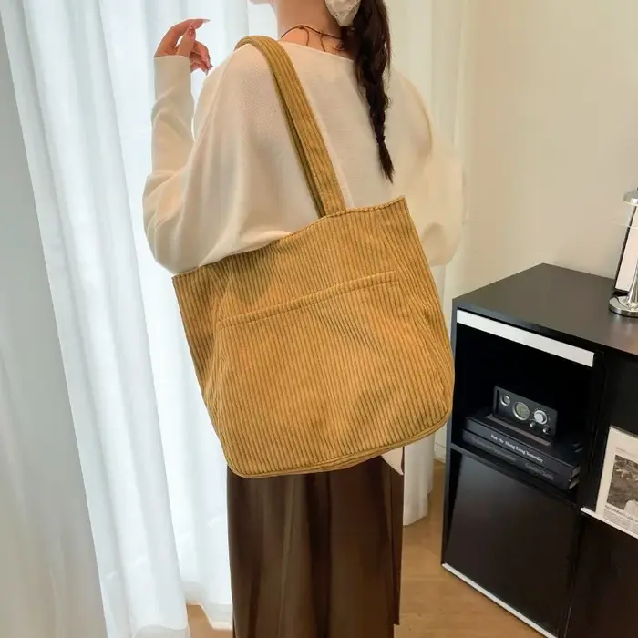 Velours côtelé couleur unie mode fourre-tout décontracté grande capacité 2025 haute qualité sacs pour femmes Simple