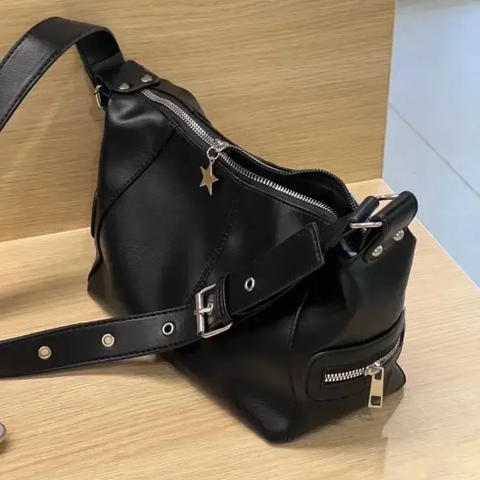 Y2K coréen gothique étoile fille noir sac à main Harajuku esthétique Vintage épaule sac à bandoulière à la mode femmes messager fourre-tout sacs