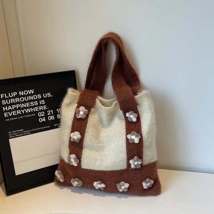 Sac tricoté de grande capacité pour femmes