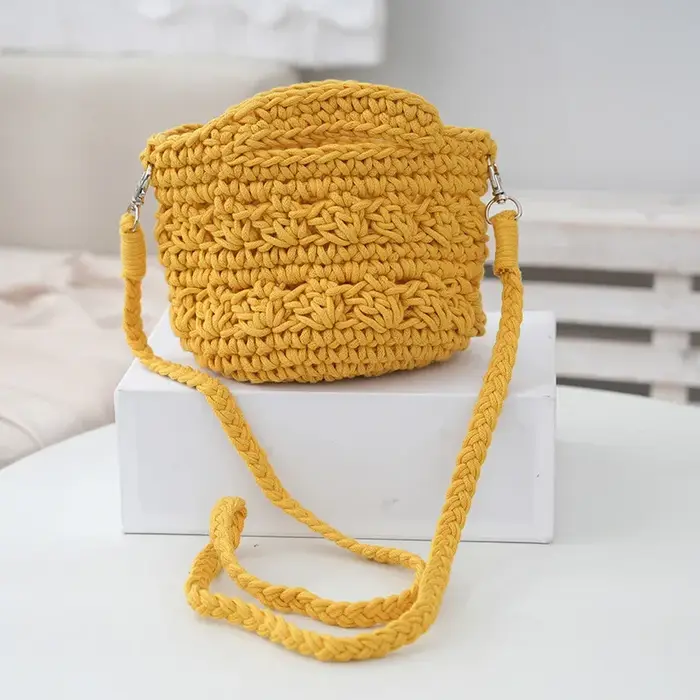 Sac à main en crochet pour femme, sac à bandoulière tressé 	   Sac tissé à la main décontracté dame 