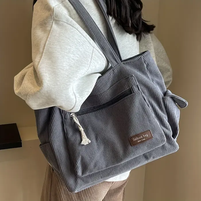 Sac fourre-tout Simple en velours côtelé