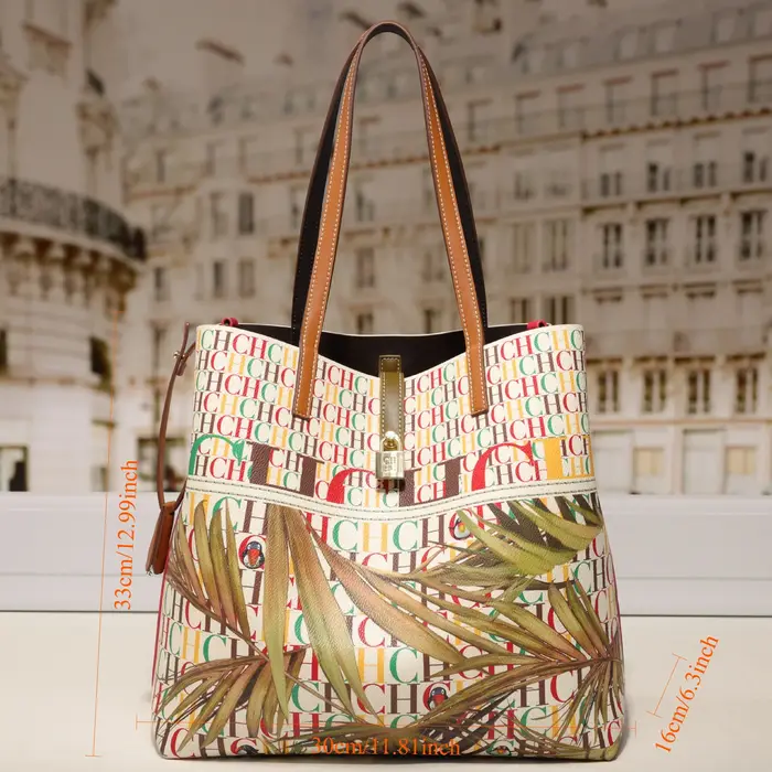 CHHC Sac Seau Femme Nouveau Style Classique Imprimé Lettres Sac à Bandoulière Grande Capacité Sac à Main Fourre-tout