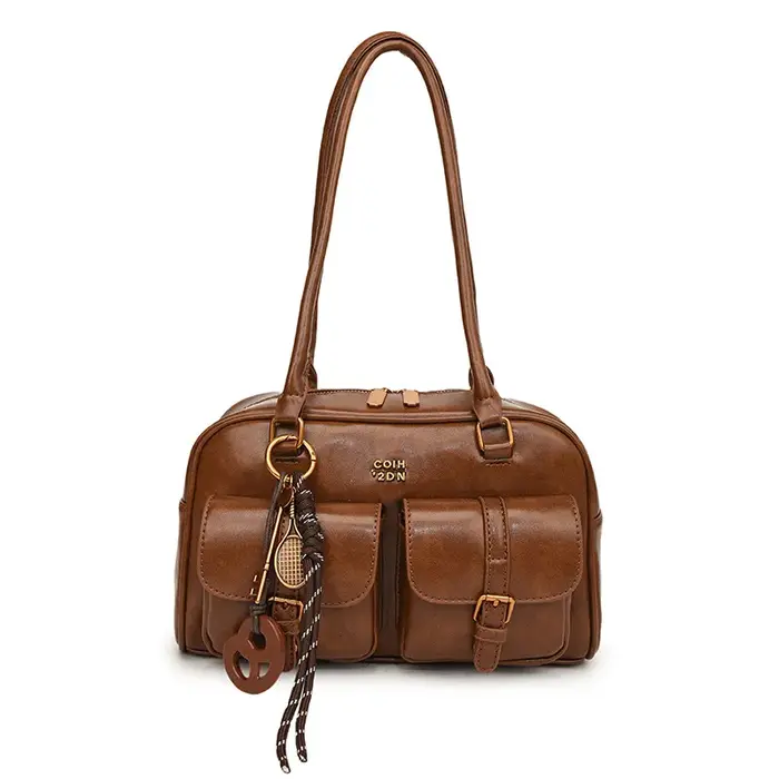 Sac à bandoulière fourre-tout multi-poches pour femmes avec matériel et lettre dorés