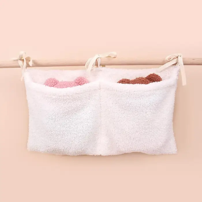 Sac à couches en velours pour bébé, sac de rangement latéral pour lit, articles de literie, Double p