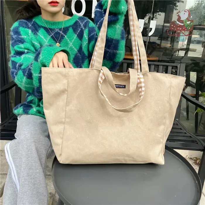 Sac fourre-tout en toile pour femmes, sac à main décontracté de styliste double face pour dames, sac