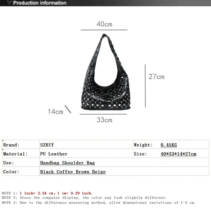 Sac à bandoulière de luxe pour femmes Vintage classique Punk personnalisé Rivet poche moto fille sac à bandoulière Bolsos Lujo
