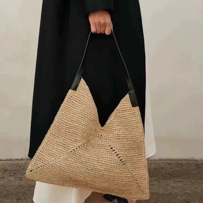 Sac fourre-tout en rotin, sac à main tissé en paille pour femmes, sacs à main à bandoulière faits à 