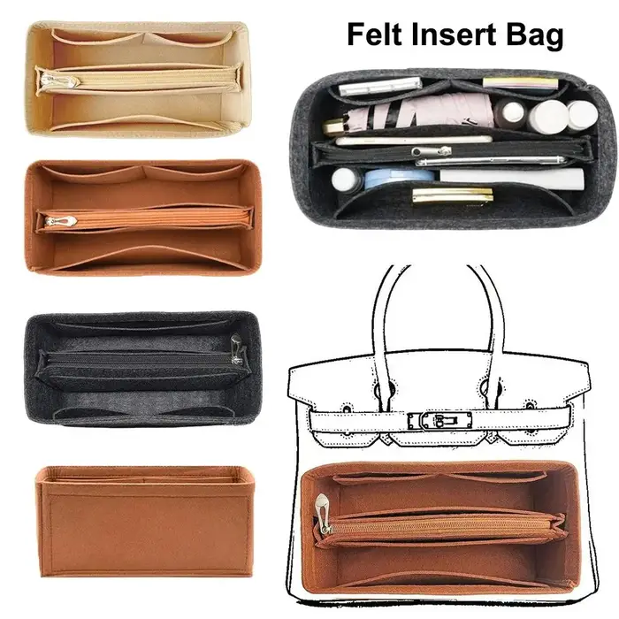 Sac intérieur multi-poches Birkin 25/30/35, sac de rangement, sac à main en feutre, doublure d'insertion