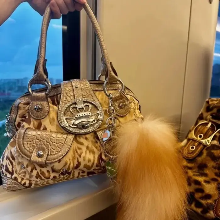 Sac à main et sac à bandoulière tendance à imprimé léopard pour femme, sac rétro grande capacité, sacs bandoulière de créateur, Bolsos Mujer