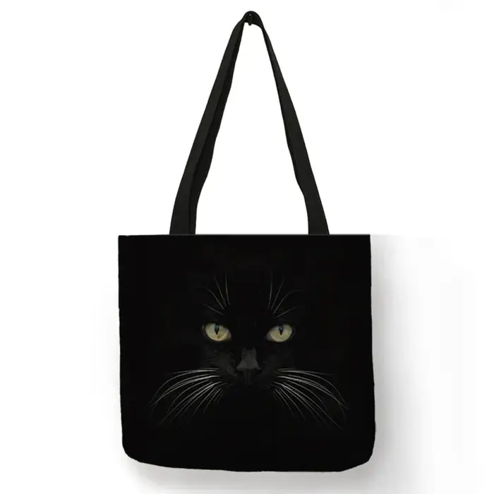 Sac à bandoulière imprimé chat noir pour femmes, fourre-tout, sacs à main, peinture artistique anima
