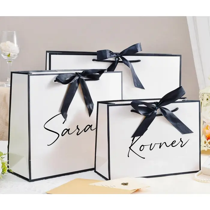 Sac cadeau personnalisé avec nom, sac cadeau avec ruban, sac cadeau de remerciement, sac cadeau pour