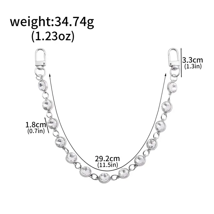 Chaîne de sac à main élégante en perles de cristal, sangle de sac dorée ou argentée, décoration déli