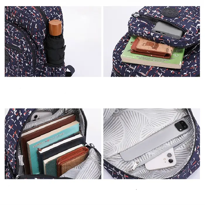 TEGAOTE noir bleu violet Nylon fleur motif mode décontracté A4 fille garçon femmes hommes école sac à dos léger sac de voyage M1318