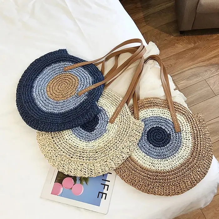 Sac de plage rond en paille