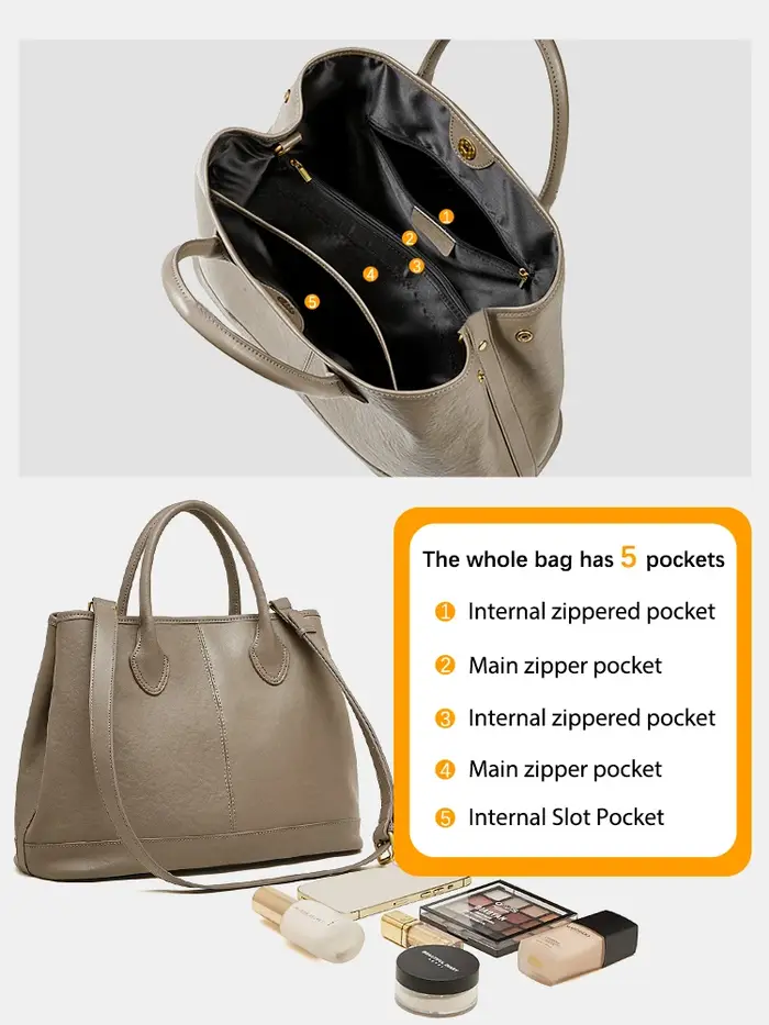 Sac Zency Femme 2026 en Cuir Naturel Grande Capacité