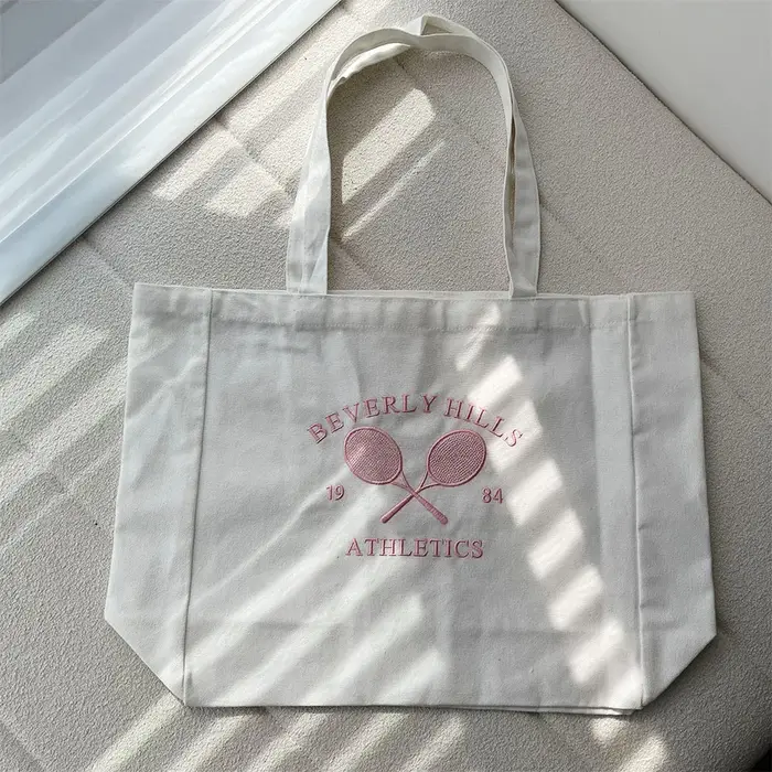 Sac à provisions en toile brodée pour femme, style vintage, sac à main esthétique, lesté, énorme, mo